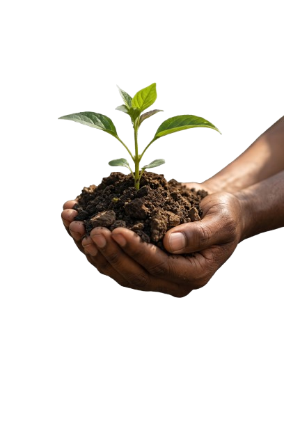 Hands planting a seedling
